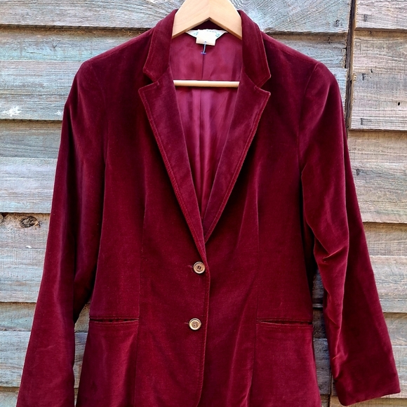 Vintage Dimension V red velvet jacket blazer size 14 - Picture 8 of 9